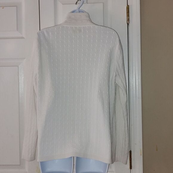 Kim Rogers White ribbed open front cardigan sweater Sz L - Picture 4 of 5
